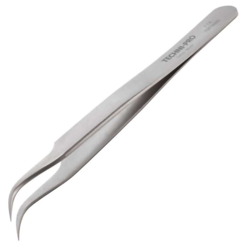 High Precision Tweezers, Style 7, Titanium, Curved, Fine, 4.7"